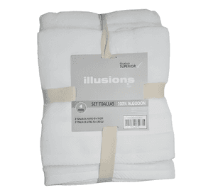 Set 2 toallas baño +2 toallas de mano 100% algodón