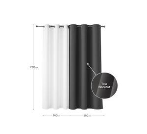 Cortina de Tela Blackout Gris Grafito + Velo Vincenzi 140x220