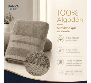 Juego 4 toalla bano algodon manos toallon cuerpo 400gr Beige