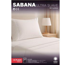 Juego de sábanas 1.5 plazas Vincenzi blanco suave fácil cuidado