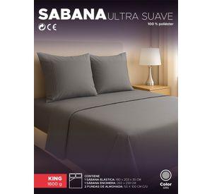 Juego Sábanas King Vincenzi Gris Suave con Fundas Elástico