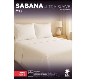 Juego Sábanas King Blanco Suave con Fundas y Ajuste Elástico Vincenzi