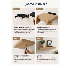 Repisa Flotante Madera Rustica Estante Organizador Pared 40cm