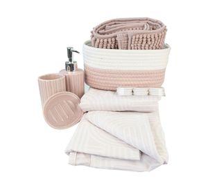 Set de baño cerámica Lucia rosa viejo 18 piezas