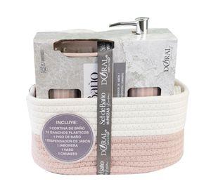 Set de baño cerámica Lucia rosa viejo 18 piezas