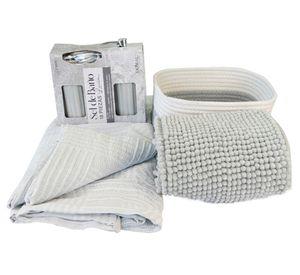 Set de baño cerámica Lucia gris 18 piezas