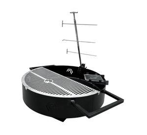 Fogón media grilla acero inoxidable negro + accesorios