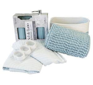 Set de baño cerámica Lucia aqua marino 18 piezas