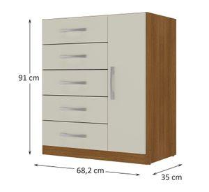Combo 3 comodas 5 cajones 1 puerta off white r51x3