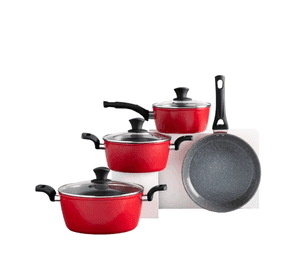 Batería de cocina Aluminio Forjado 7pzas Rojo Mate Thomas
