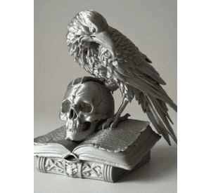 Figura Decorativa Prints Patro - Cráneo Gótico y Libro Antiguo