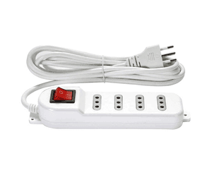Alargador Electrico 4 Posiciones con Interruptor 3 Metros Blanco Macrotel
