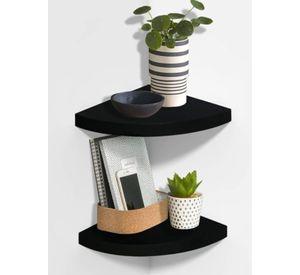Repisa Esquinera Flotante Decorativa Negra 45cm