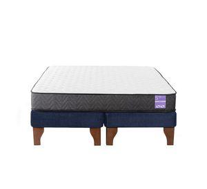 Cama Europea 2 Plazas 150x190 cm Base Colchón Madera Azul