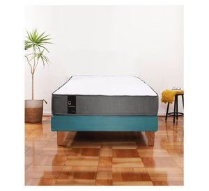 Cama Europea Zen Best 1.5 Plaza Colchon Resortes Base Dividida Tela Turquesa