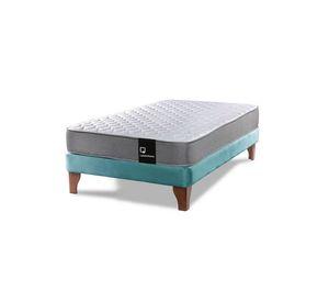 Cama Europea Zen Best 1.5 Plaza Colchon Resortes Base Dividida Tela Turquesa