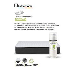 Cama Europea Zen Roller 2 Plazas Colchon Comprimido Espuma Tela
