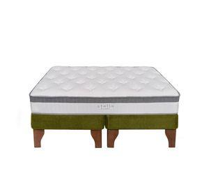 Cama Europea Stella 2 Plazas 150x190 cm Base Colchón Madera Verde
