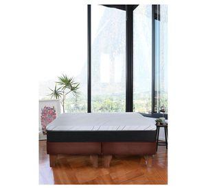 Cama Europea Zen Pro Colchon Resortes 2 Plazas Base Dividida Tela Café