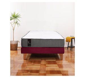 Cama Europea Zen Best 1.5 Plaza Colchon Resortes Base Dividida Tela Burdeo