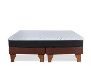 Cama Europea Zen Pro Colchon Resortes 2 Plazas Base Dividida Tela Café