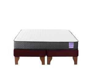 Cama Europea 2 Plazas 150x190 cm Base Colchón Madera Burdeo