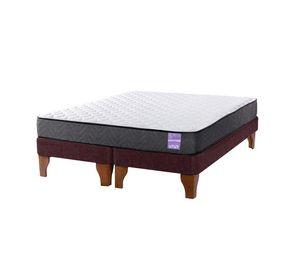 Cama Europea 2 Plazas 150x190 cm Base Colchón Madera Burdeo