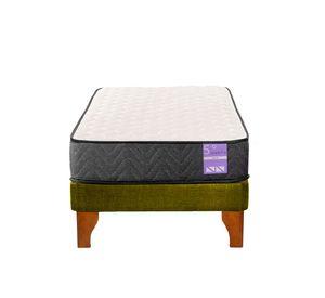 Cama Europea 1 Plaza Aura Base + Colchón Madera Verde