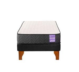 Cama Europea 1.5 Plazas Aura Base + Colchón Madera Negro