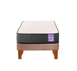 Cama Europea 1.5 Plazas Aura Base + Colchón Madera Beige