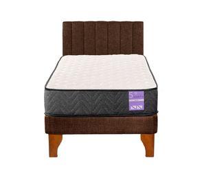 Cama Europea 1 Plaza Aura + Respaldo Tubular Madera Café