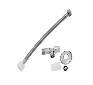 Kit Llave Paso Angular + Flexible De 30 Cms + Adaptador 7/8