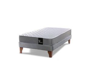 Cama Europea Zen Best 1.5 Plaza Colchon Resortes Base Dividida Tela Gris