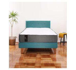 Cama Europea Zen Best 1.5 Plaza Colchon Resortes Base Dividida + Respaldo Tela Turquesa
