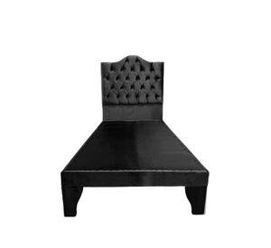 Cama 1,5 Plazas Ovalado, Incluye Base y Respaldo Negro Flobal