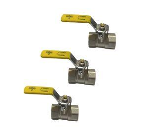 Llave De Paso Bola Bronce 1/2 X3 Amarilla Italgas Gas Y Agua