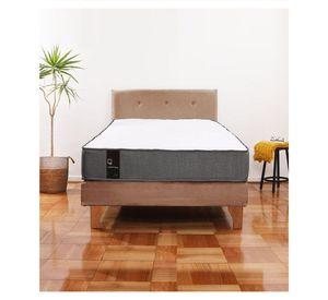 Cama Europea Zen Best 1.5 Plaza Colchon Resortes Base Dividida + Respaldo Tela Beige