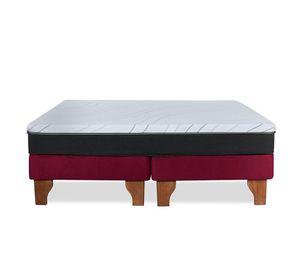 Cama Europea Zen Pro Colchon Resortes 2 Plazas Base Dividida Tela Burdeo
