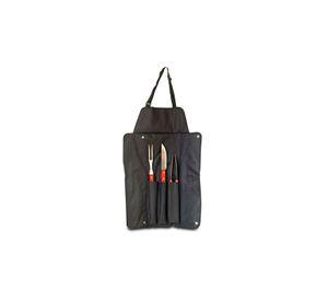 Delantal Asado Parrilla Negro 3 Herramientas