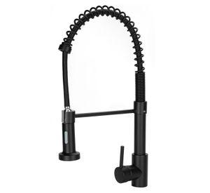 Grifo Llave Alta Monomando Cocina Rociador Flexible Negro