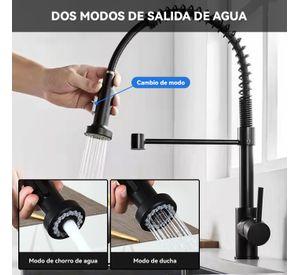 Grifo Llave Alta Monomando Cocina Rociador Flexible Negro