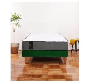 Cama Europea Zen Best 1.5 Plaza Colchon Resortes Base Dividida Tela Verde