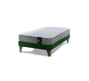 Cama Europea Zen Best 1.5 Plaza Colchon Resortes Base Dividida Tela Verde