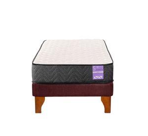 Cama Europea 1.5 Plazas Aura Base + Colchón Madera Burdeo