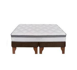 Cama Europea Stella 2 Plazas 150x190 cm Base Colchón Madera Café