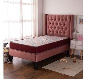 Cama Europea AF Tap-Blanca + Respaldo Hades 1 PLazas Rosa