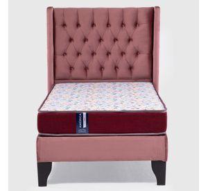 Cama Europea AF Tap-Blanca + Respaldo Hades 1 PLazas Rosa