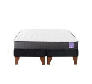 Cama Europea 2 Plazas 150x190 cm Base Colchón Madera Negro