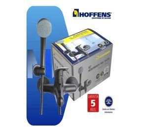 Monomando Tina Ducha Negro Mate Hoffens Allegra+kit Completo