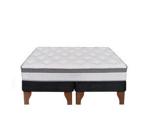 Cama Europea Stella 2 Plazas 150x190 cm Base Colchón Madera Negro
